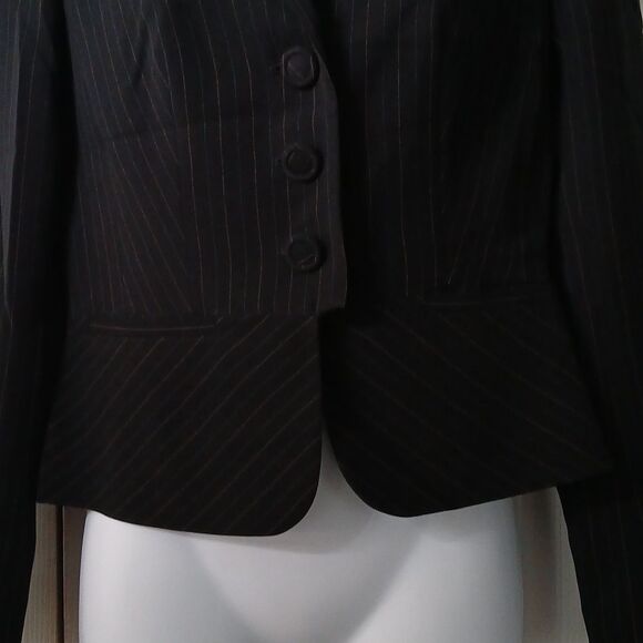 Ann Taylor LOFT Petites black pinstripe blazer business casual Sz 2P NWOT - Picture 2 of 8